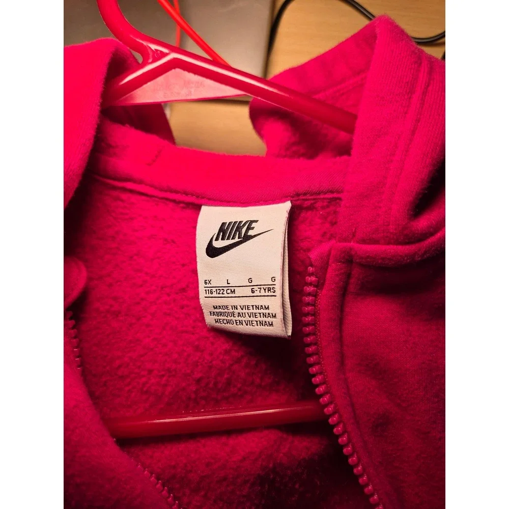 Nike Girls Pink Full Zip Hoodie Fleece Sweatshirt‎ Size 6X 6-7 Years Futura Logo